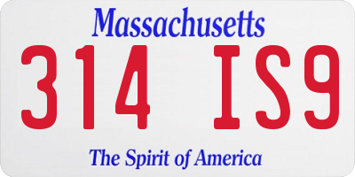 MA license plate 314IS9