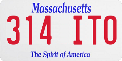 MA license plate 314IT0
