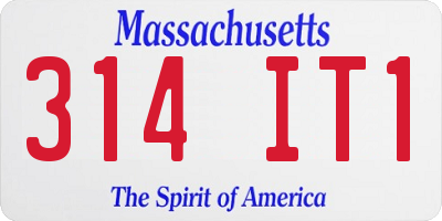 MA license plate 314IT1