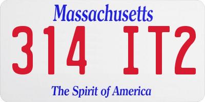 MA license plate 314IT2