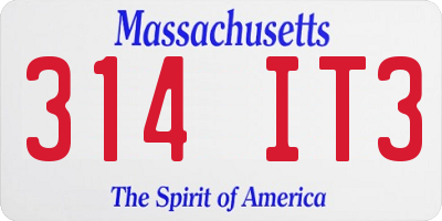 MA license plate 314IT3
