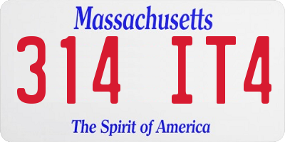 MA license plate 314IT4