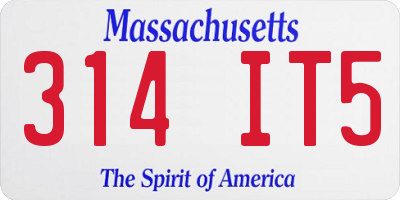 MA license plate 314IT5
