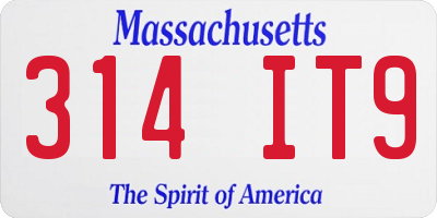 MA license plate 314IT9