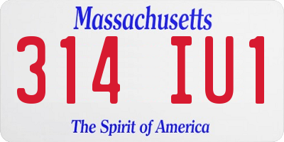 MA license plate 314IU1