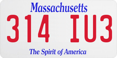 MA license plate 314IU3