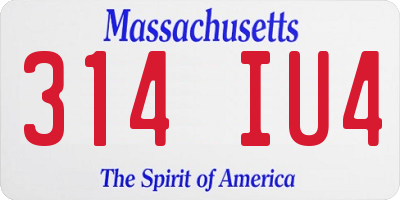 MA license plate 314IU4