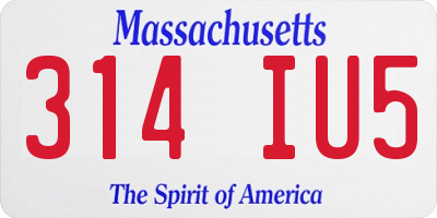 MA license plate 314IU5