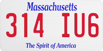 MA license plate 314IU6
