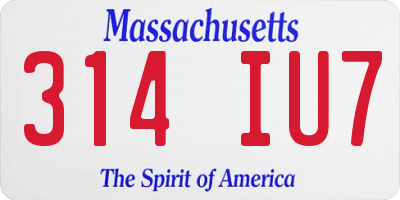 MA license plate 314IU7