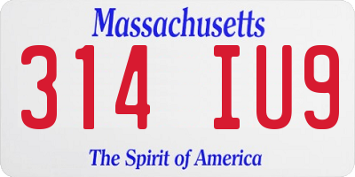 MA license plate 314IU9