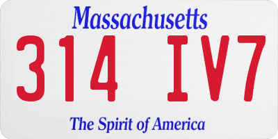 MA license plate 314IV7
