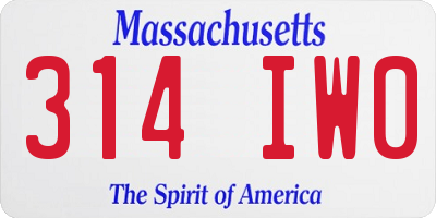 MA license plate 314IW0