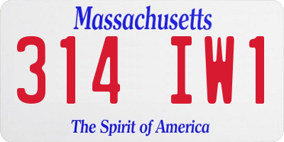 MA license plate 314IW1