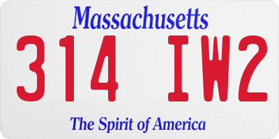 MA license plate 314IW2