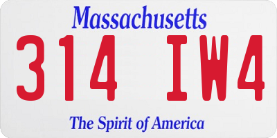MA license plate 314IW4