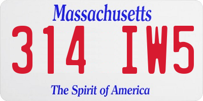 MA license plate 314IW5