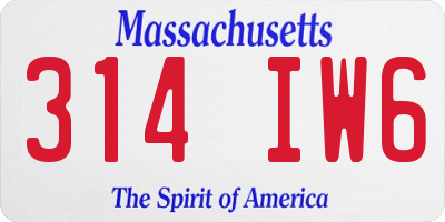 MA license plate 314IW6