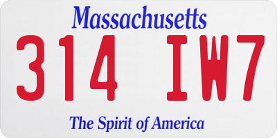 MA license plate 314IW7