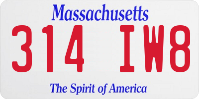 MA license plate 314IW8