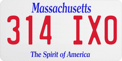 MA license plate 314IX0