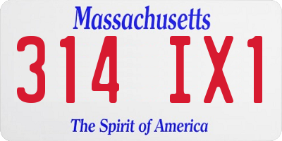 MA license plate 314IX1