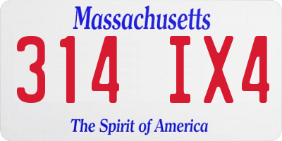 MA license plate 314IX4
