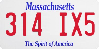 MA license plate 314IX5