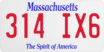 MA license plate 314IX6