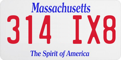 MA license plate 314IX8