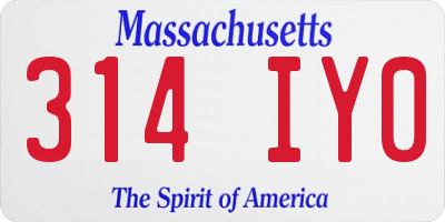 MA license plate 314IY0