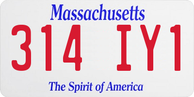 MA license plate 314IY1