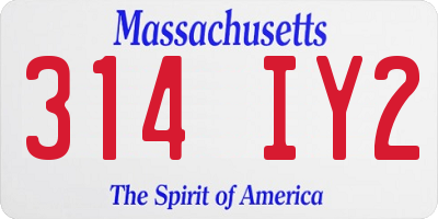 MA license plate 314IY2