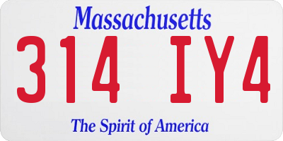 MA license plate 314IY4