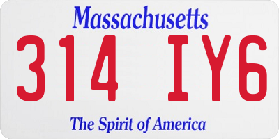MA license plate 314IY6