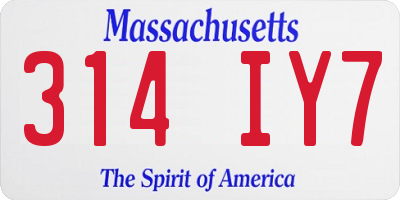 MA license plate 314IY7