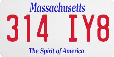 MA license plate 314IY8