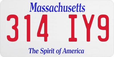 MA license plate 314IY9