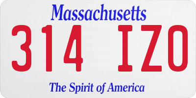 MA license plate 314IZ0