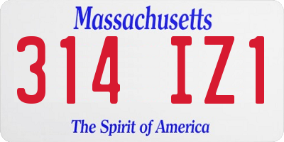 MA license plate 314IZ1