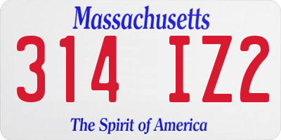 MA license plate 314IZ2