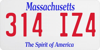 MA license plate 314IZ4