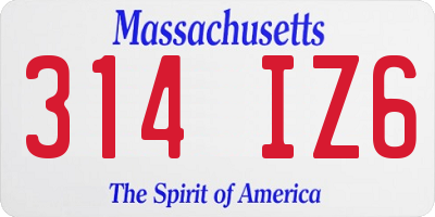 MA license plate 314IZ6