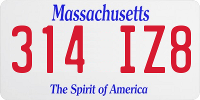 MA license plate 314IZ8