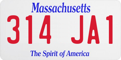MA license plate 314JA1