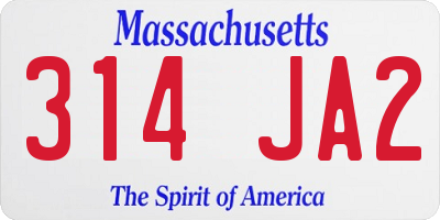 MA license plate 314JA2