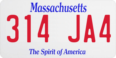 MA license plate 314JA4