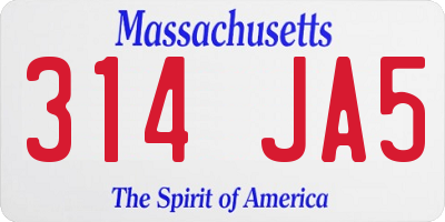 MA license plate 314JA5