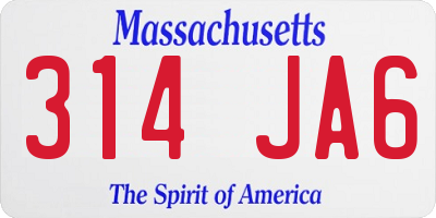 MA license plate 314JA6