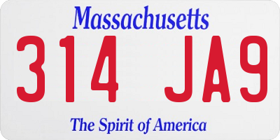 MA license plate 314JA9